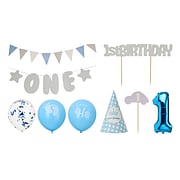 Kit de décoration pour fête du 1er anniversaire - Bleu/Garçon, 9 pièces.