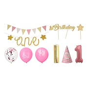 Kit de décoration pour fête du 1er anniversaire - Rose/Fille, 9 pièces.